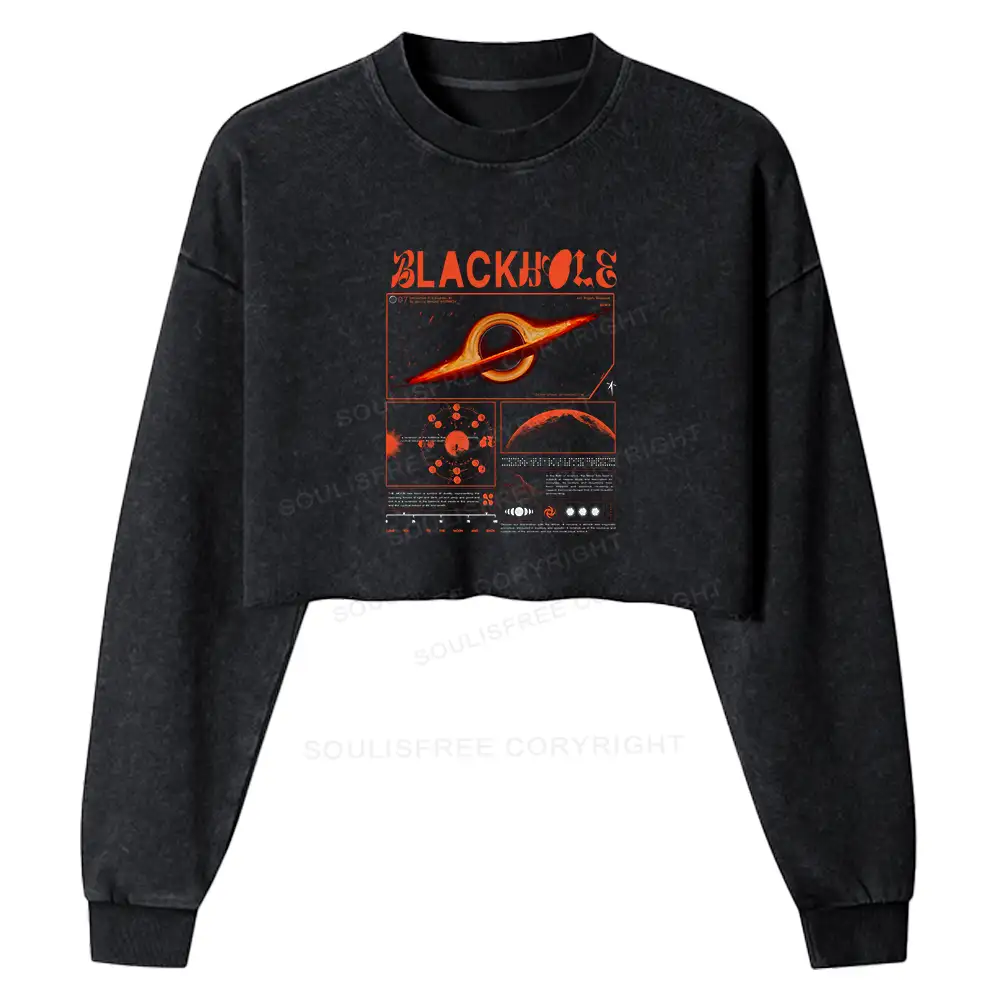 The Mystery Of Black Holes Washed Cropped Sweatshirt