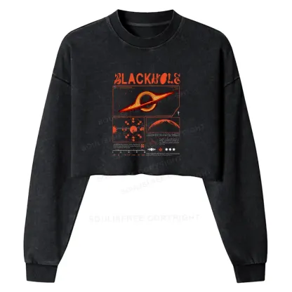 The Mystery Of Black Holes Washed Cropped Sweatshirt