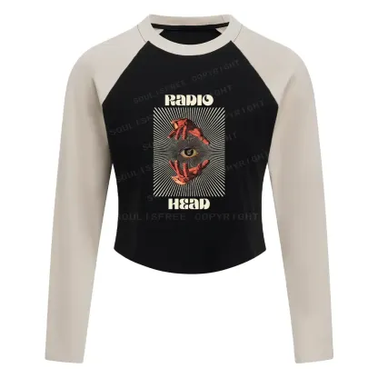 Prophet's Eye Block Raglan Long Sleeve Crop Top