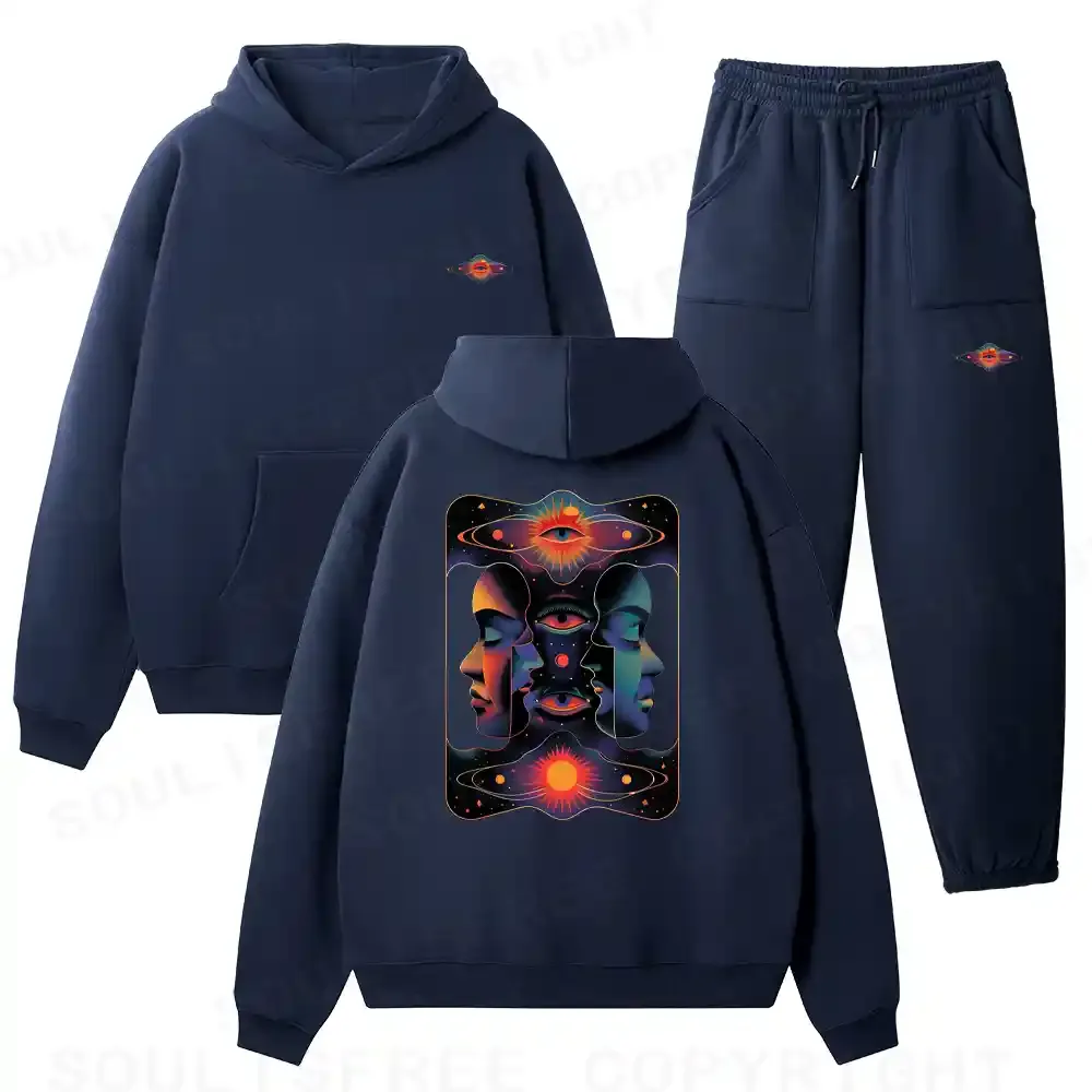 Self-exploration Washed Hoodie Fleece Hoodie Set