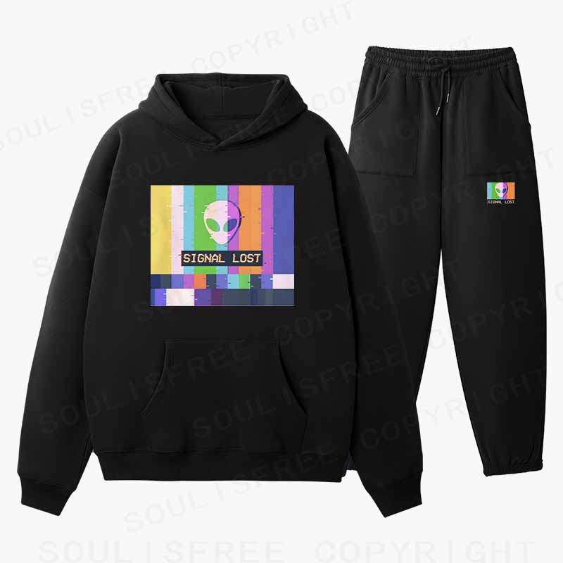 Soulisfree SIGNAL LOST Cotton Fleece Hoodie Set