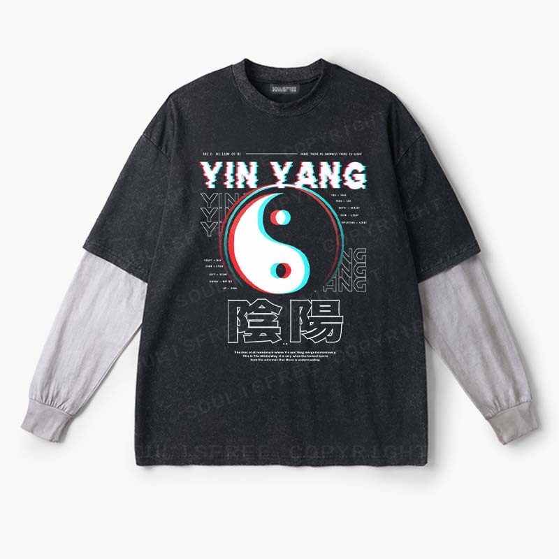 Soulisfree   YIN YANG  Layered Long Sleeve Tee
