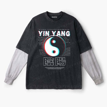 Soulisfree   YIN YANG  Layered Long Sleeve Tee
