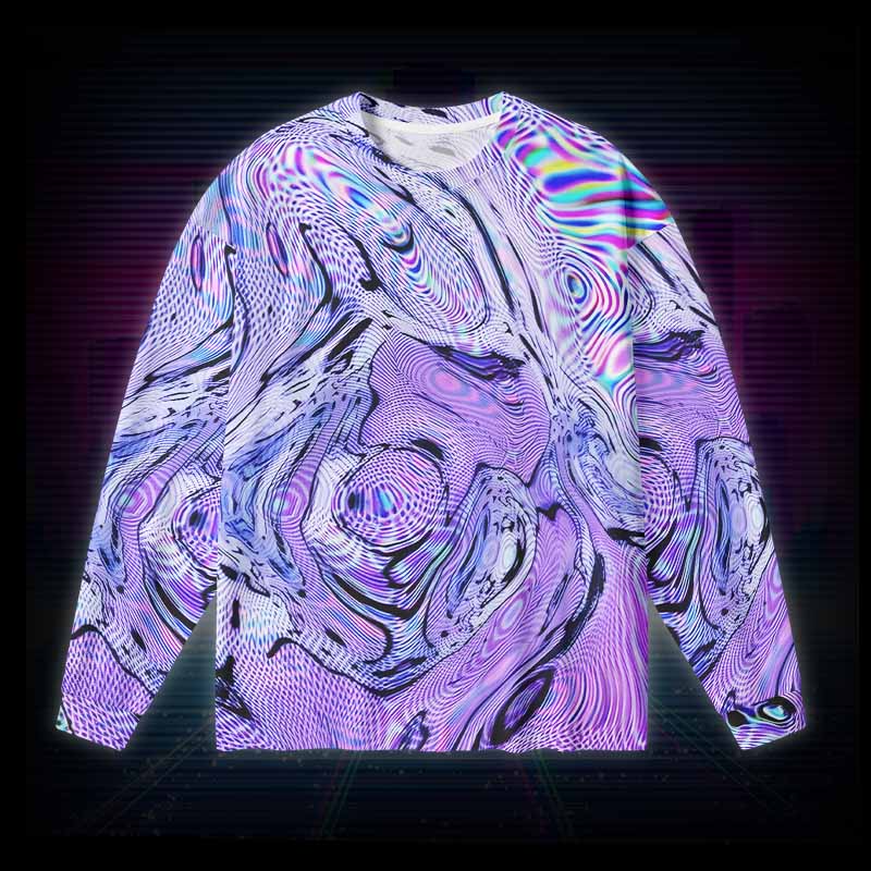 Soulisfree Hypnotic Purple Vortex Long Sleeve Cotton Tee