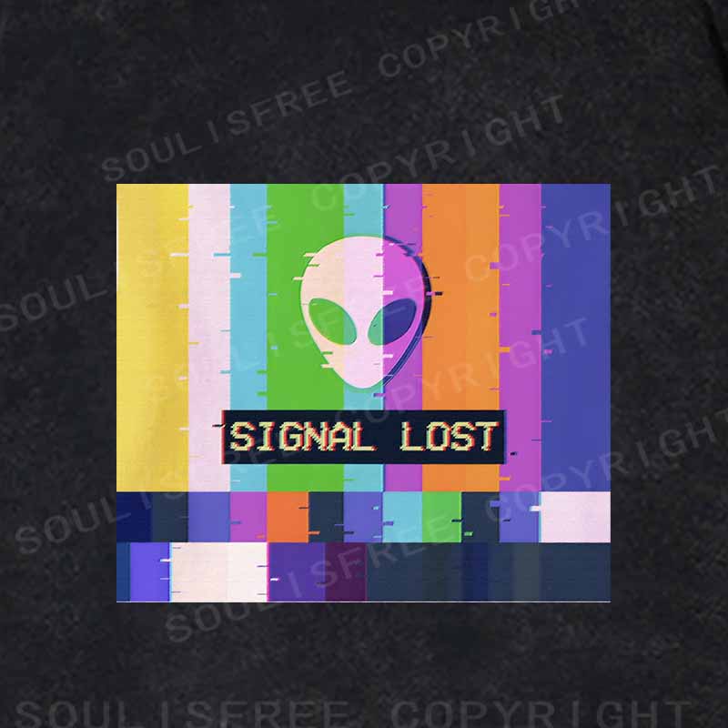 Soulisfree  SIGNAL LOST Washed Hoodie