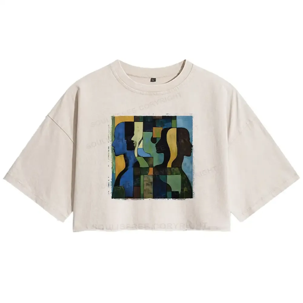 Designed Great Thinker Washed Crop T-shirt