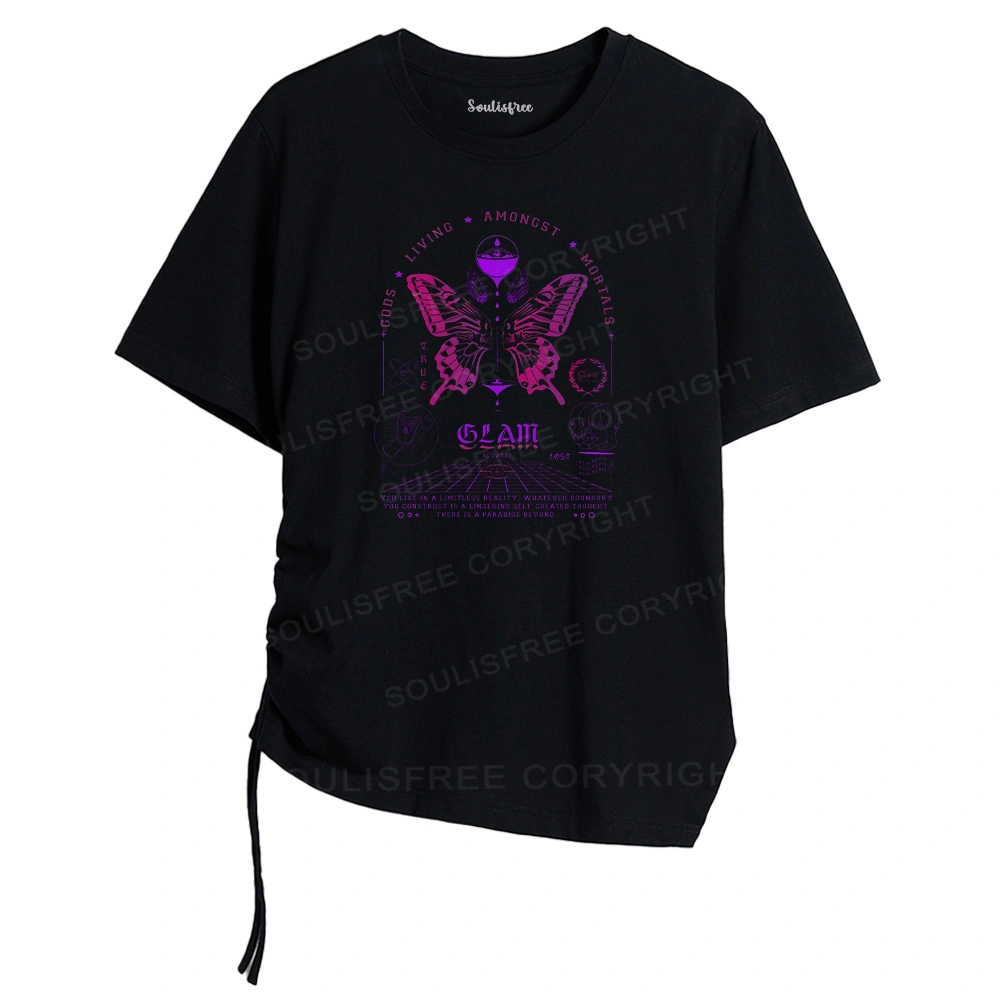 Gods Living Among Us Asymmetrical Top With Side Drawstring