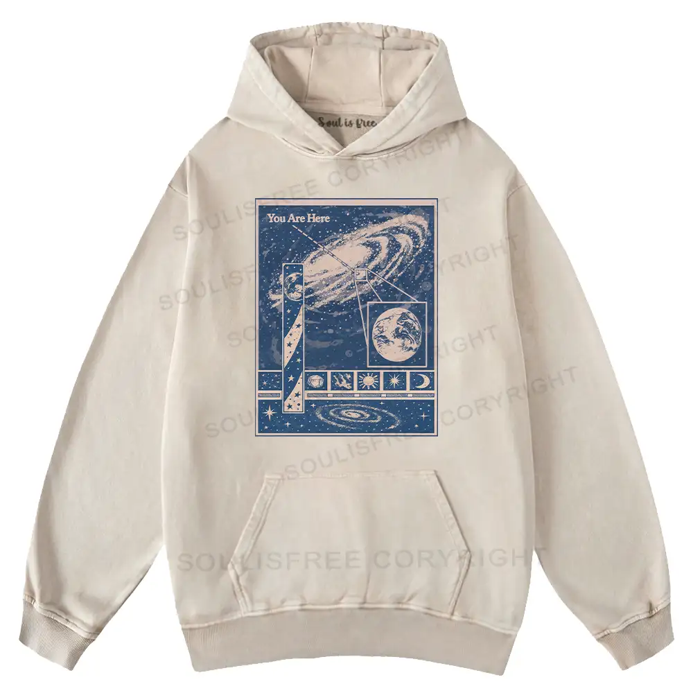 You Are Here Washed Space T-shirt Washed Hoodie