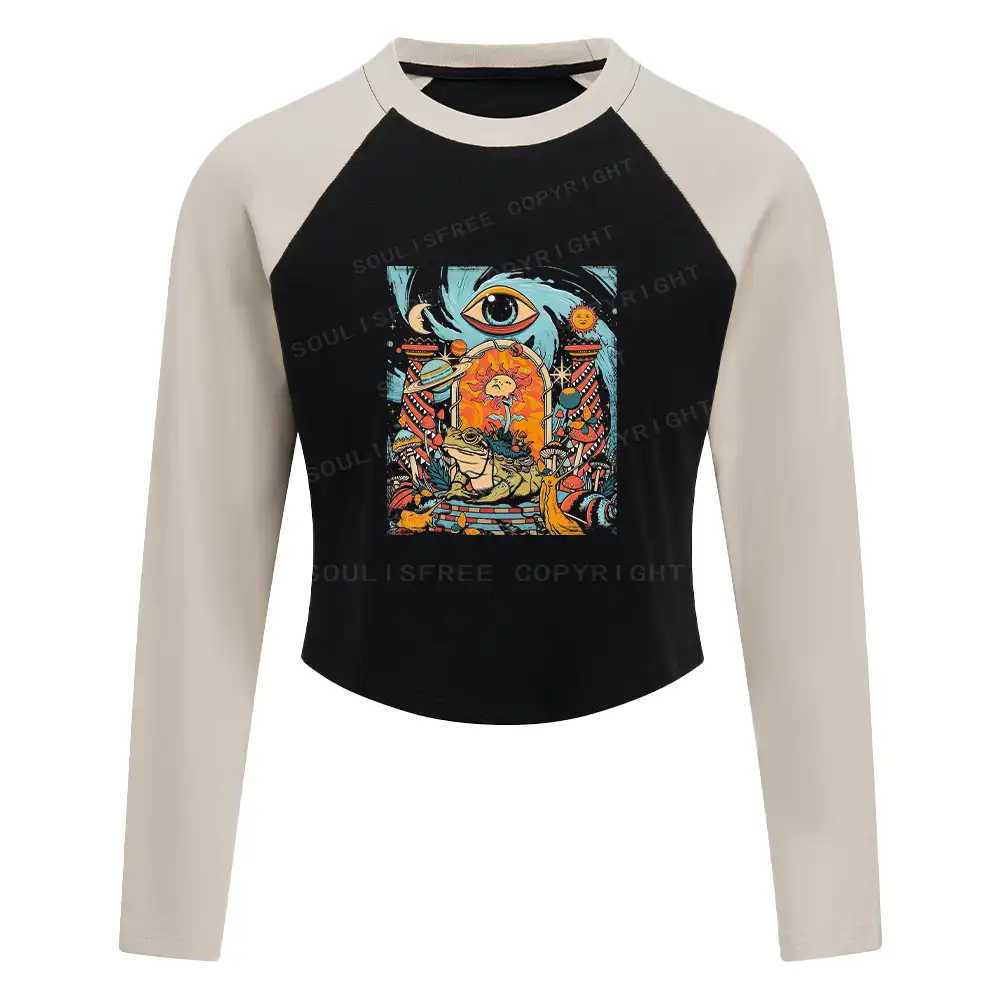 Equilibrium Block Raglan Long Sleeve Crop Top