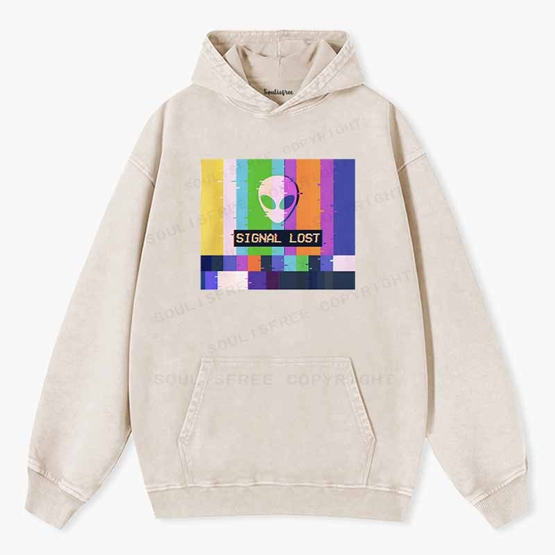 Soulisfree  SIGNAL LOST Washed Hoodie