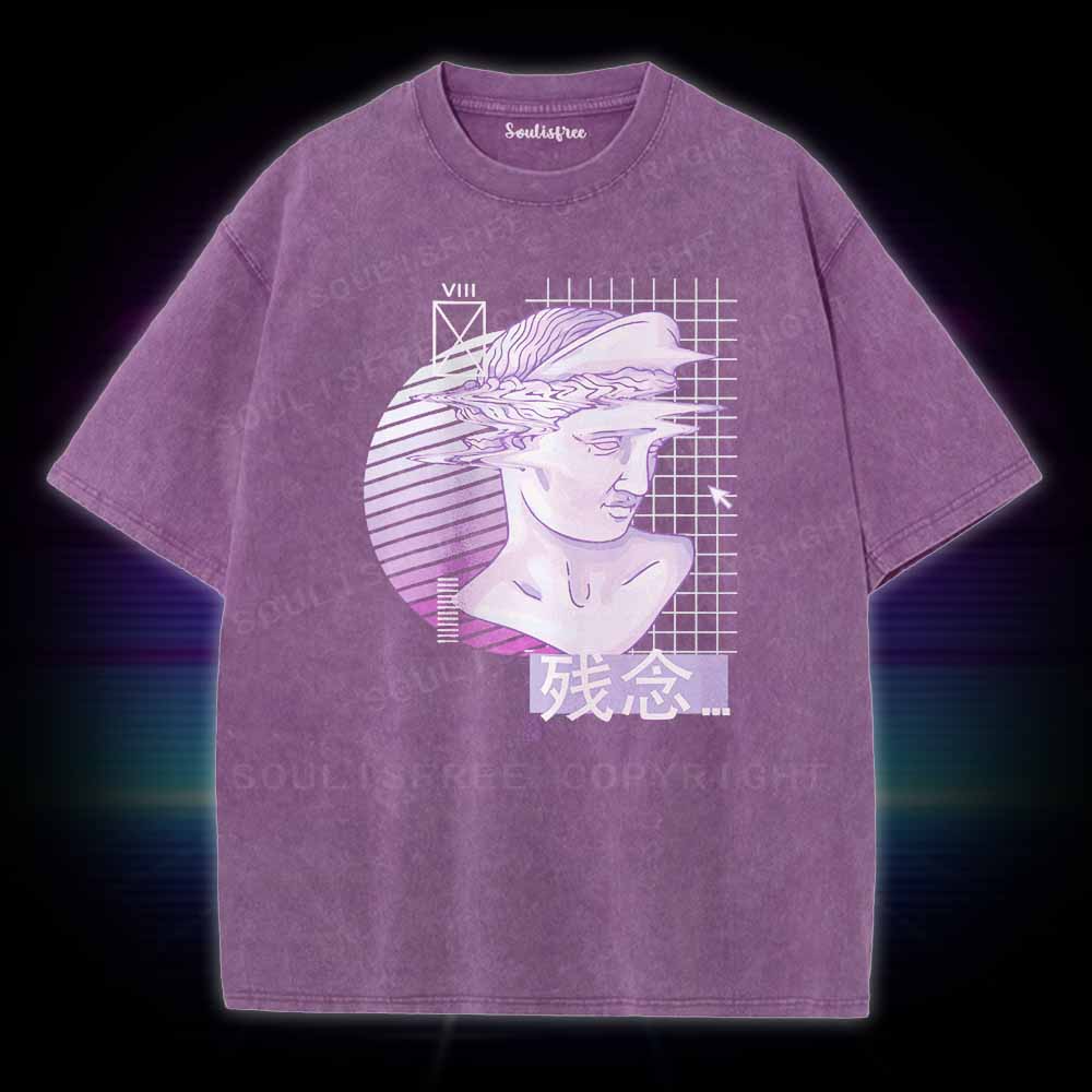 Soulisfree Vaporwave Glitch Statue Washed Tee