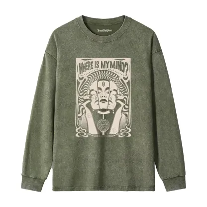 Where Is My Brain Washed Long Sleeve Shirt