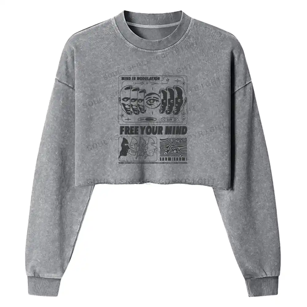 Free Your Mind Washed Cropped Sweatshirt