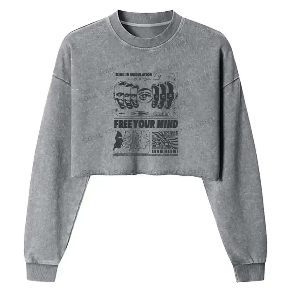 Free Your Mind Washed Cropped Sweatshirt