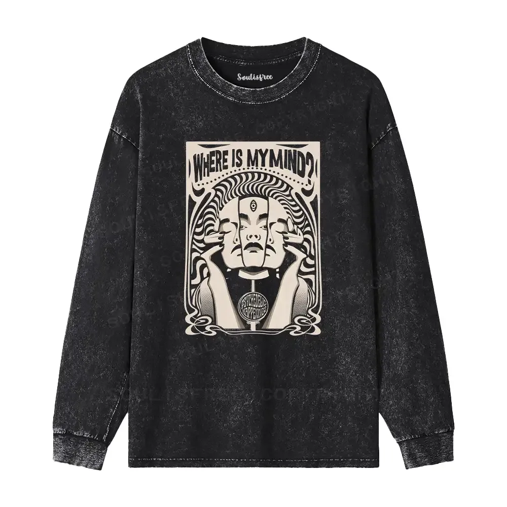Where Is My Brain Washed Long Sleeve Shirt
