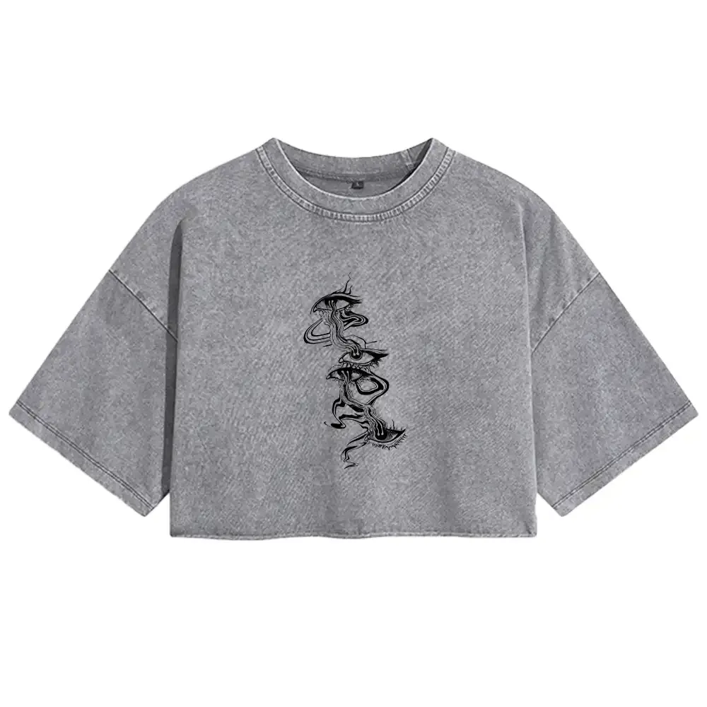 Psychedelic Eyes Washed Crop T-shirt