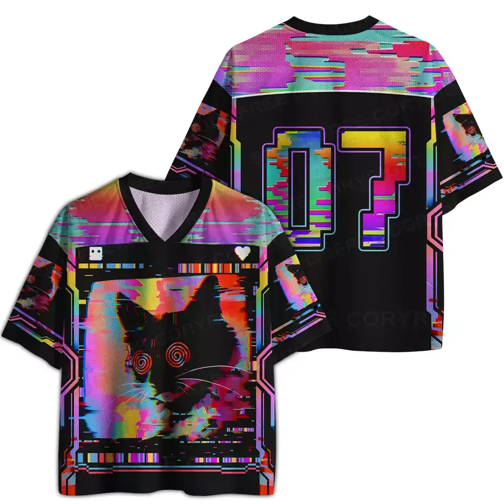 Glitchy Cat Vibes Mesh Jersey