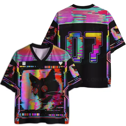 Glitchy Cat Vibes Mesh Jersey
