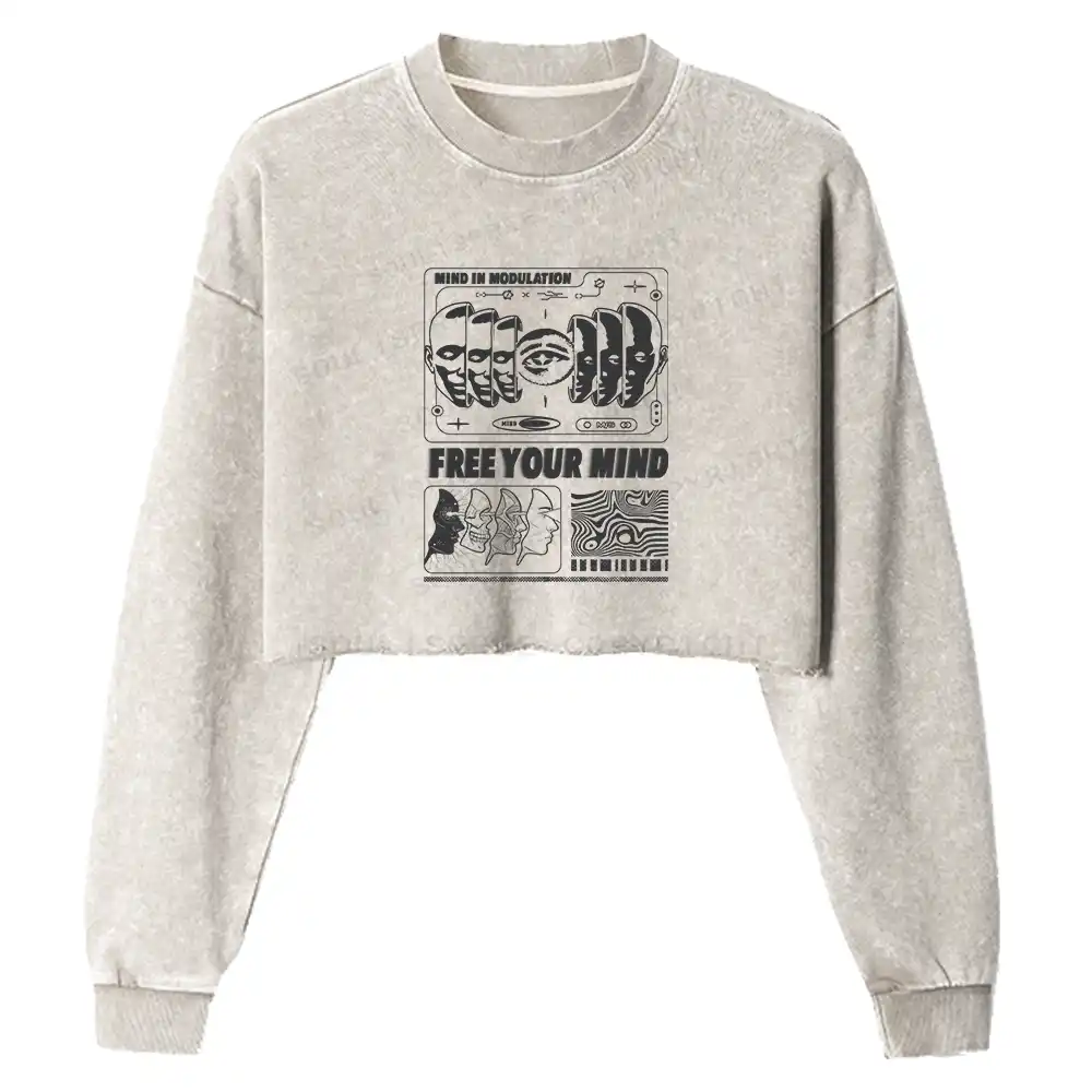Free Your Mind Washed Cropped Sweatshirt