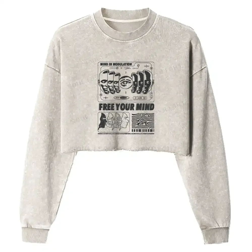 Free Your Mind Washed Cropped Sweatshirt