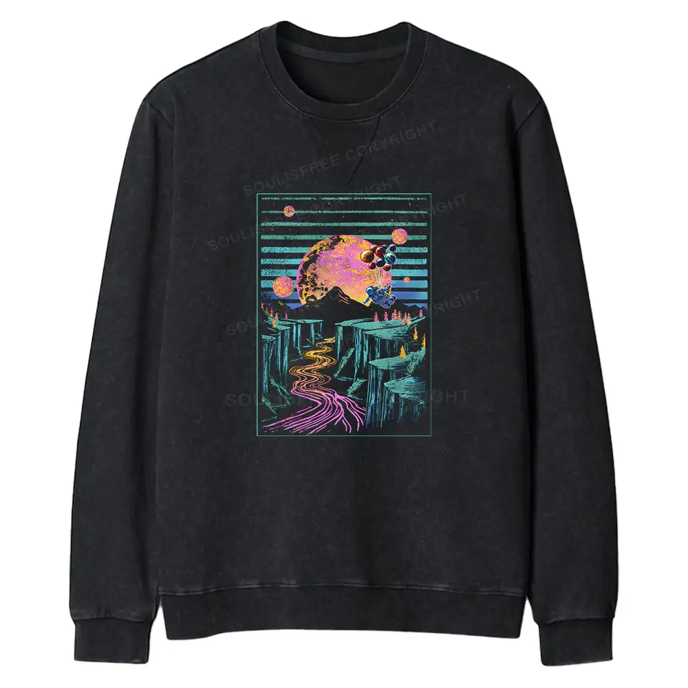 Moon And Balloon Regular Fit Washed Sweatshirt