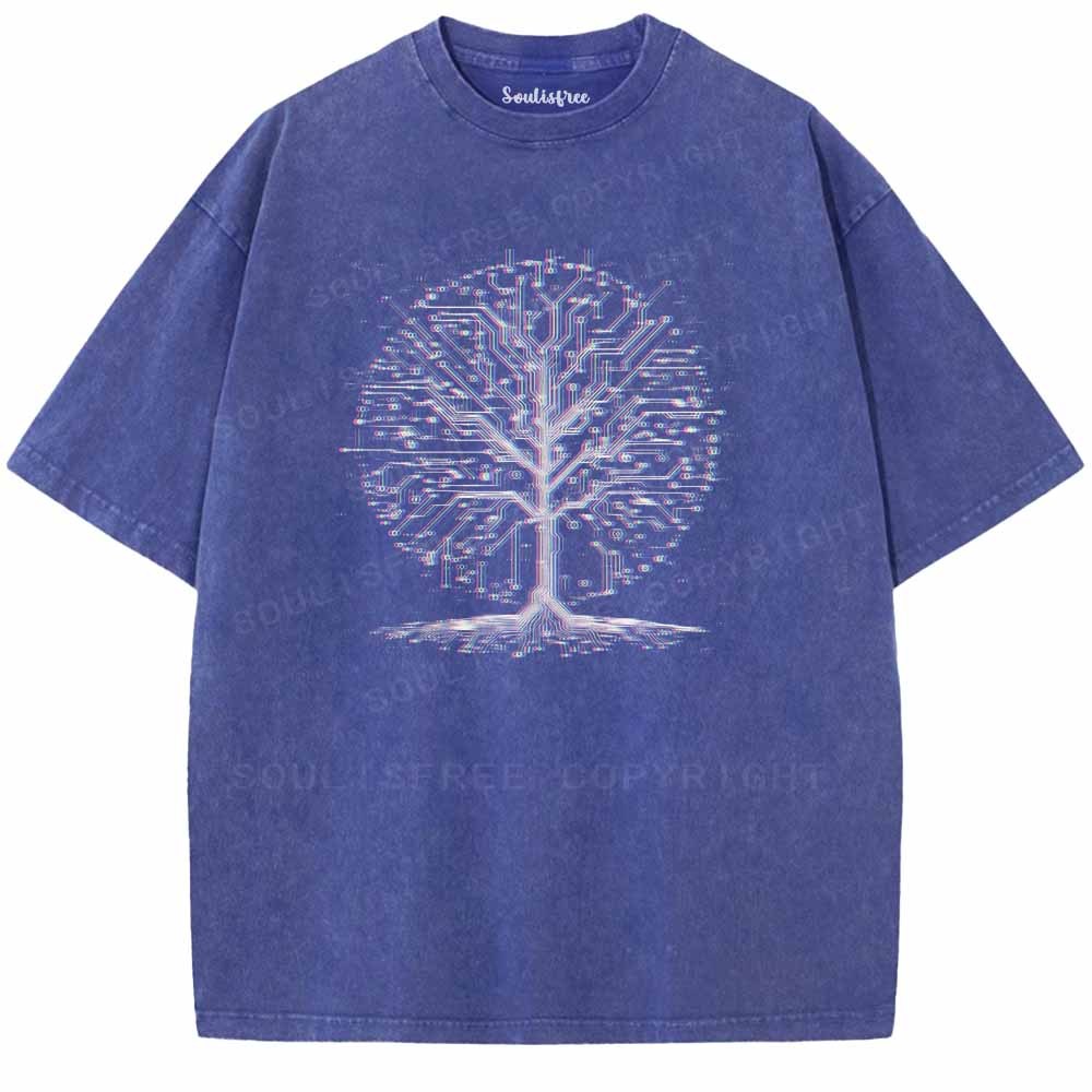 Soulisfree  Digital Life Tree Washed Tee