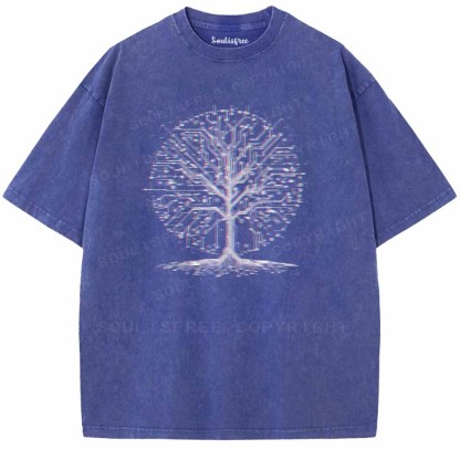 Soulisfree  Digital Life Tree Washed Tee