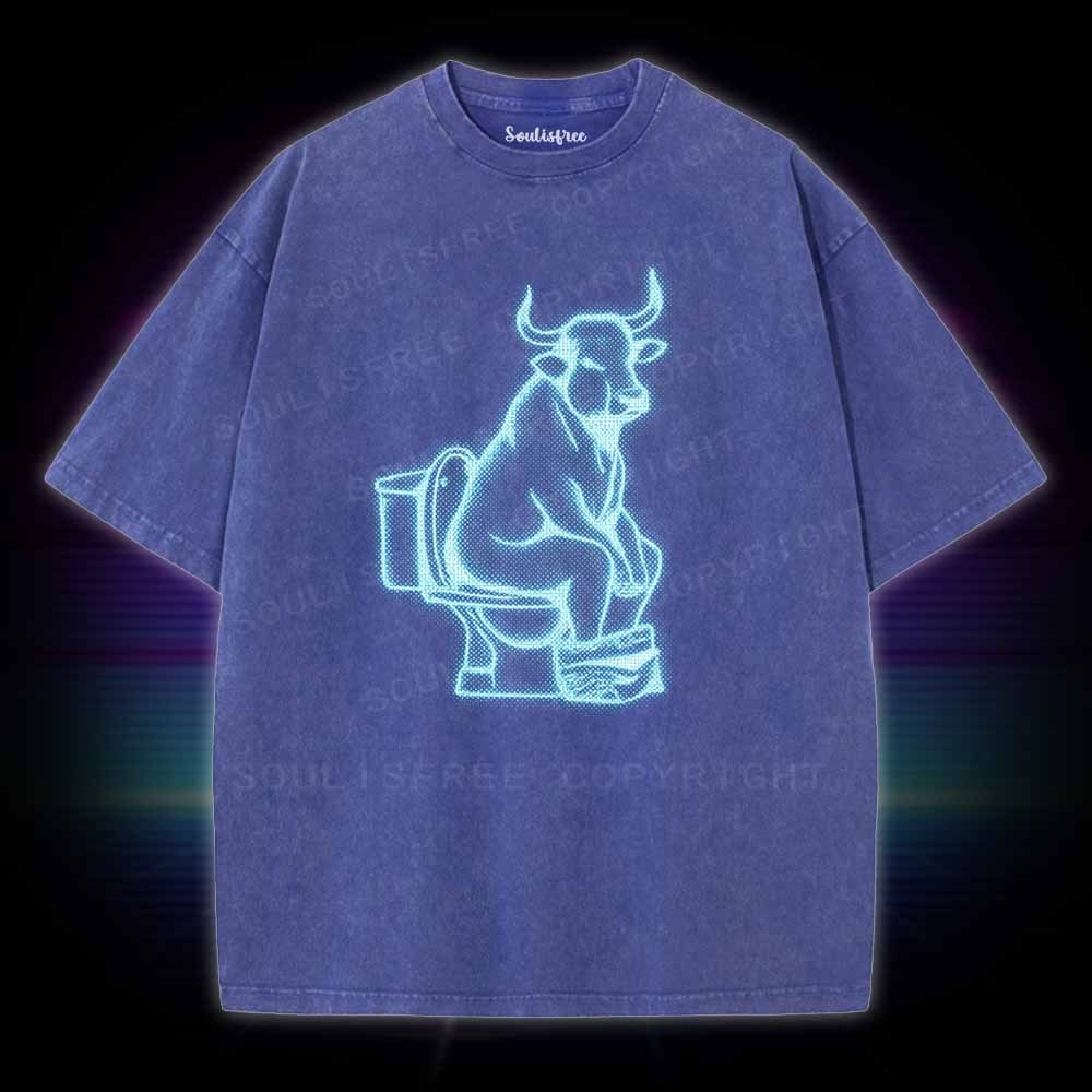 Soulisfree Bull on Toilet  Washed Tee