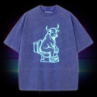 Soulisfree Bull on Toilet  Washed Tee