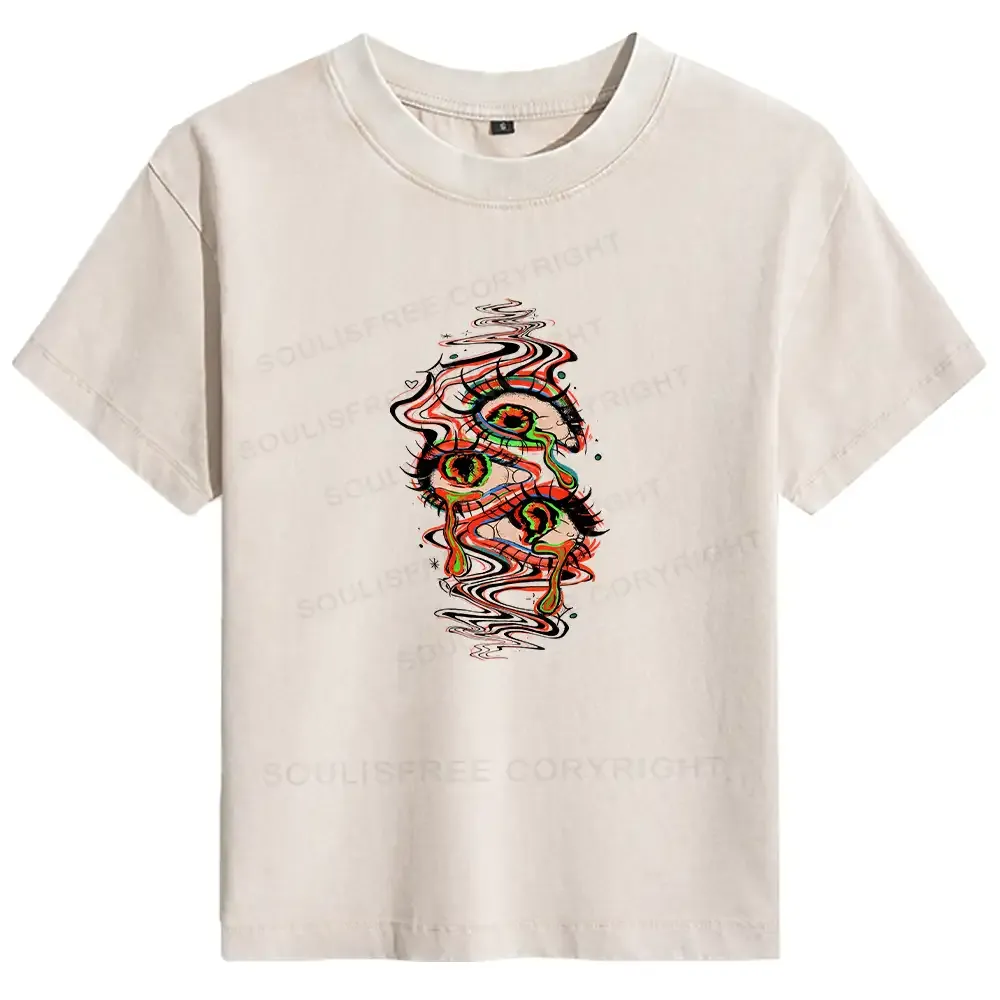 Designed Dream Eyes Basic Washed T-shirt