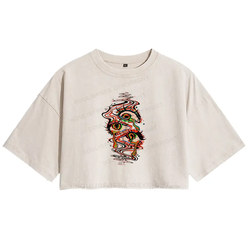 Dream Eyes Washed Crop T-shirt