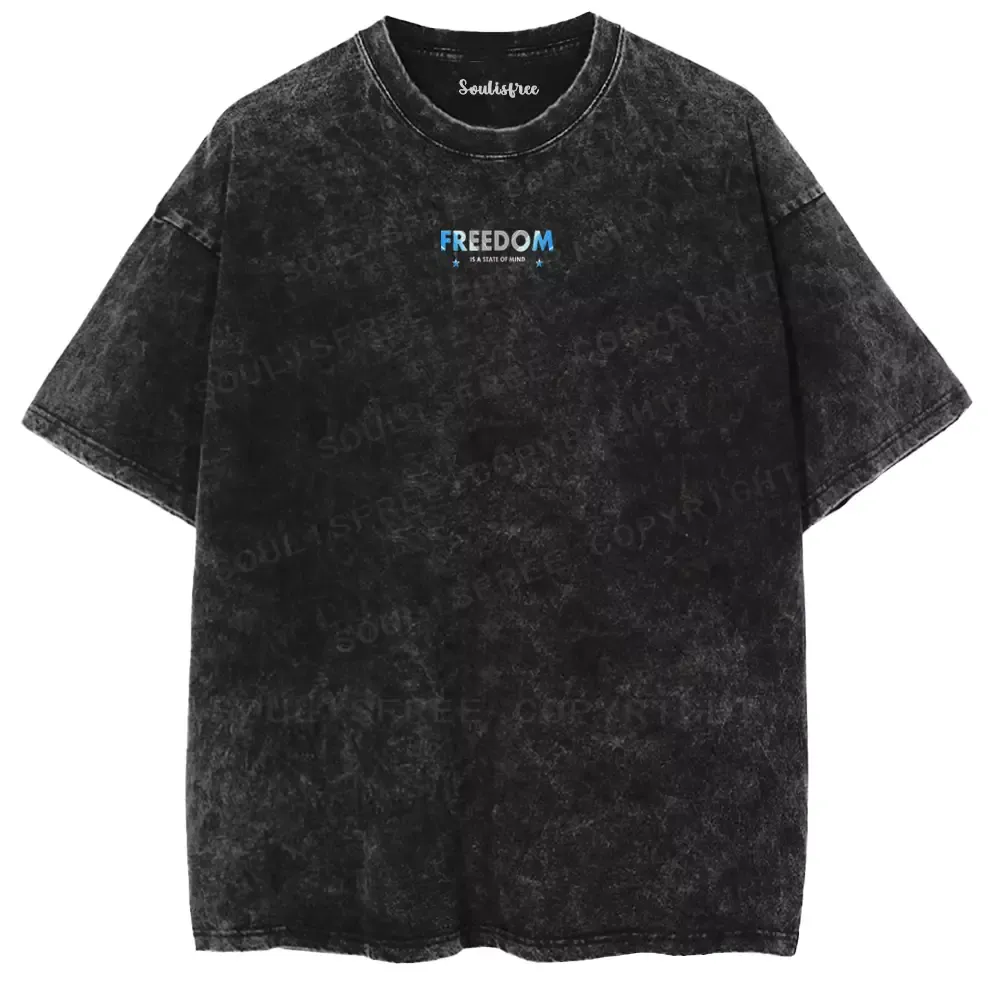 FREEDOM IS A STATE OF MIND 1 Washed T-shirt