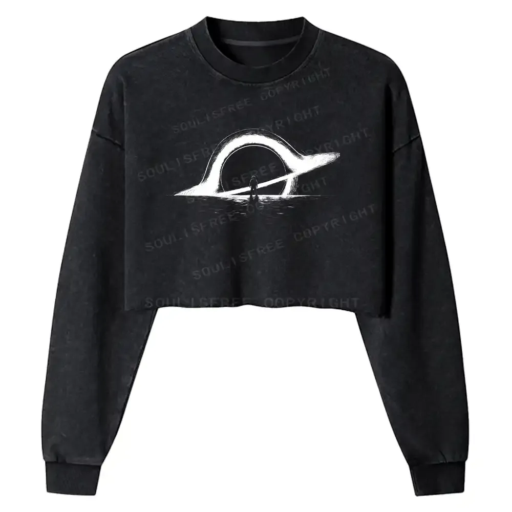 Face Alone Washed Cropped Sweatshirt