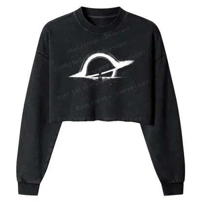 Face Alone Washed Cropped Sweatshirt