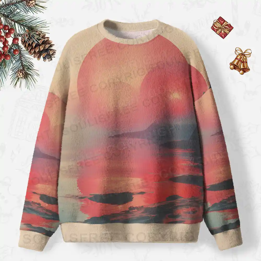 Sunset Serenity: A Moment of Peace Ugly Christmas Knit Sweatshirt