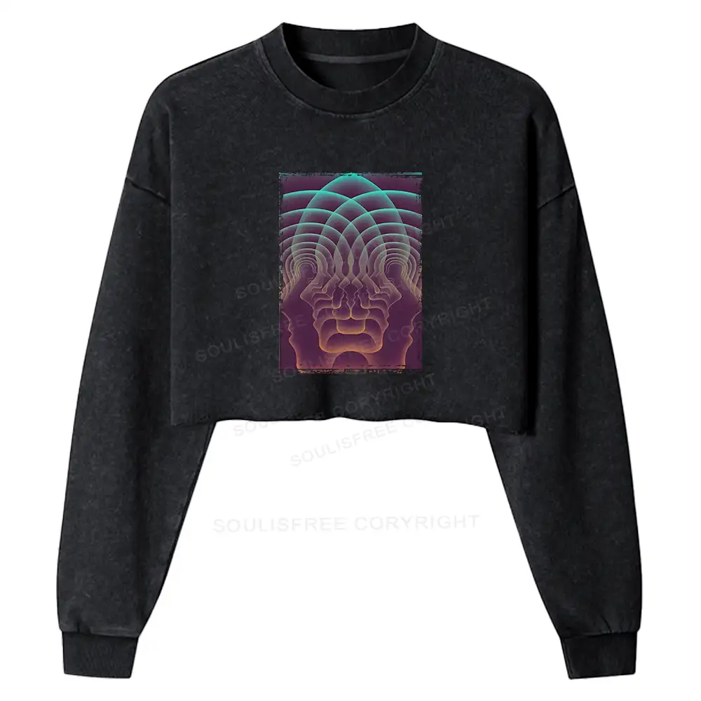 Do You Really Know Yourself Washed Cropped Sweatshirt