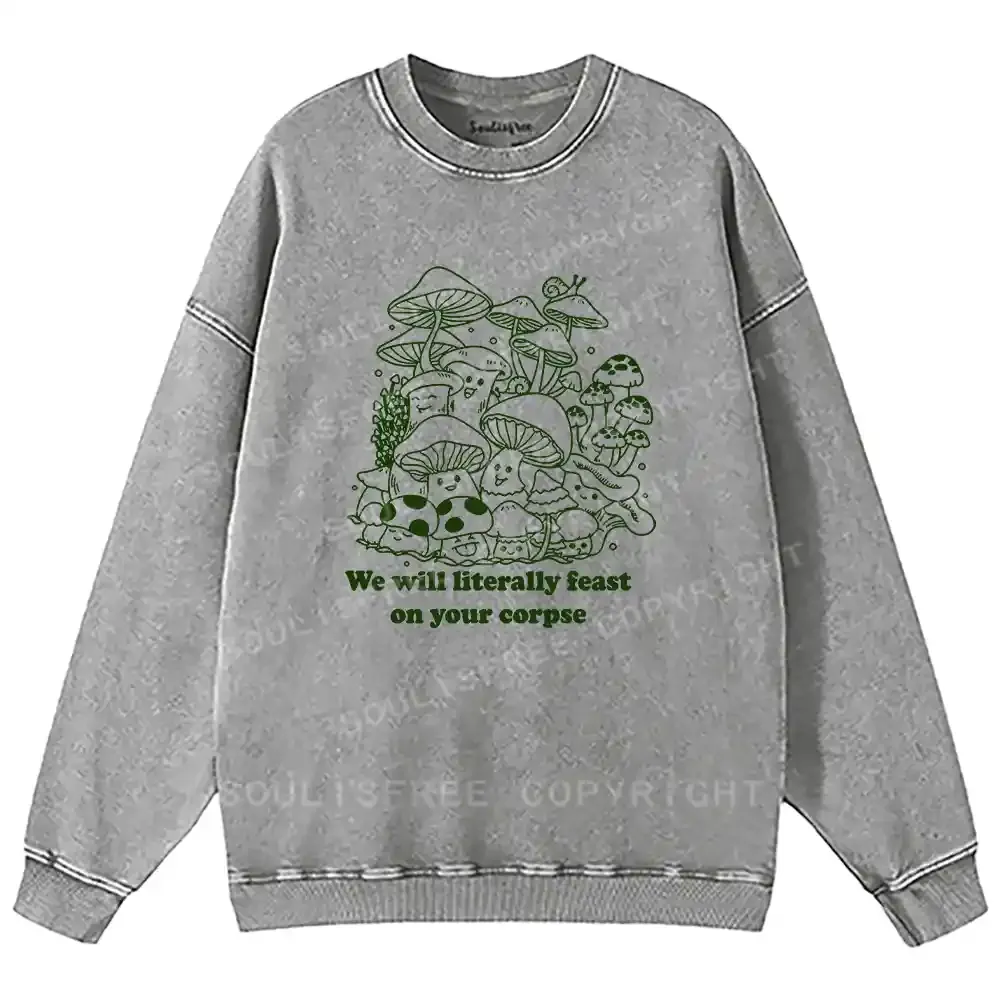 Mushroom Afterlife Washed Sweatshirts