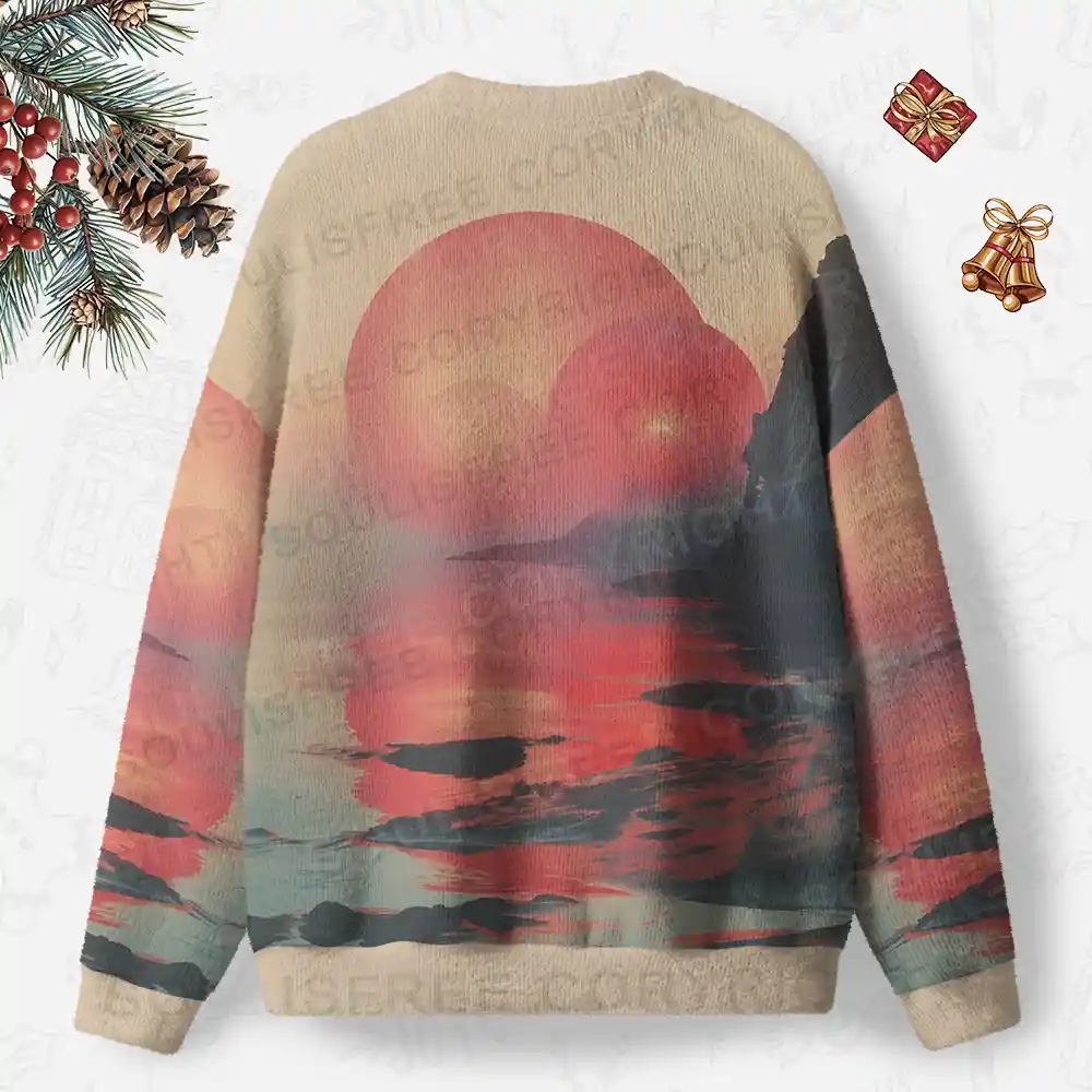 Sunset Serenity: A Moment of Peace Ugly Christmas Knit Sweatshirt