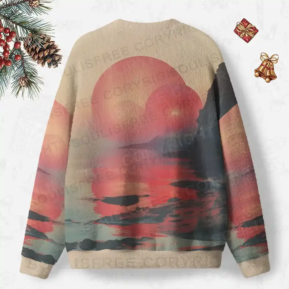 Sunset Serenity: A Moment of Peace Ugly Christmas Knit Sweatshirt