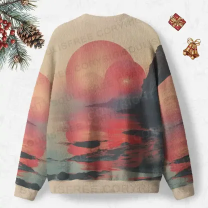 Sunset Serenity: A Moment of Peace Ugly Christmas Knit Sweatshirt