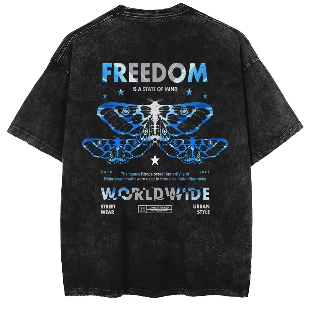 FREEDOM IS A STATE OF MIND 1 Washed T-shirt