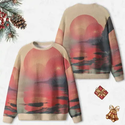 Sunset Serenity: A Moment of Peace Ugly Christmas Knit Sweatshirt