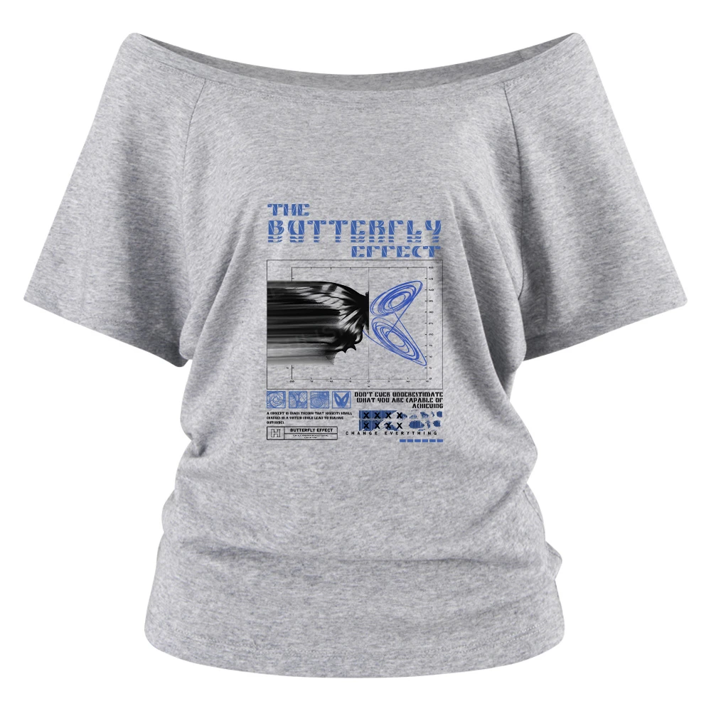 Chaos in Motion Washed T-shirt Off Shoulder Top