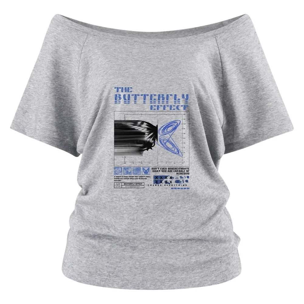 Chaos in Motion Washed T-shirt Off Shoulder Top