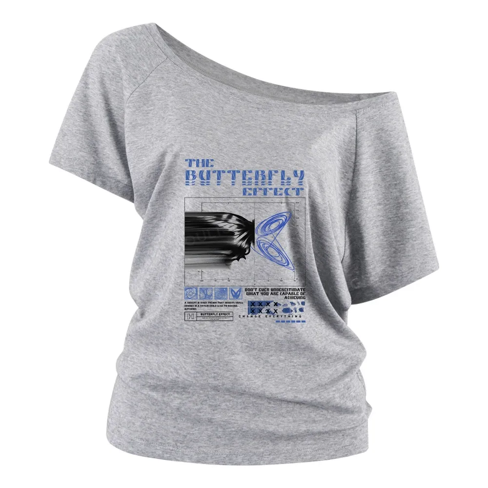 Chaos in Motion Washed T-shirt Off Shoulder Top