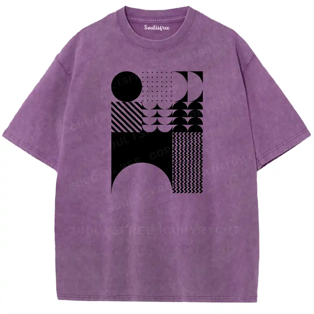 Minimalist Geometric Collage Washed T-shirt
