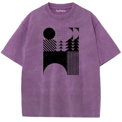 Minimalist Geometric Collage Washed T-shirt