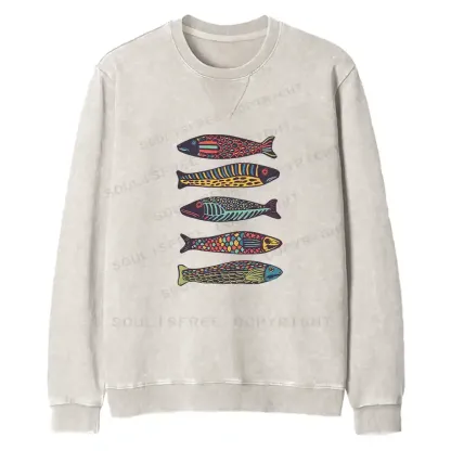 Colourful Schools Of Fish Fit Washed Sweatshirt