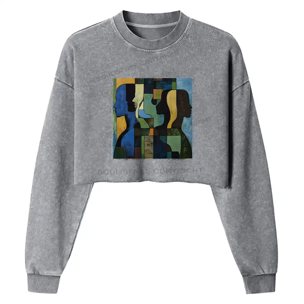 Great Thinker Washed Cropped Sweatshirt