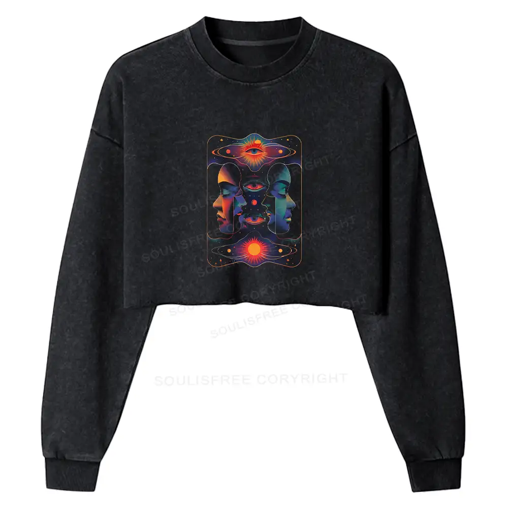 Self-exploration Washed Cropped Sweatshirt